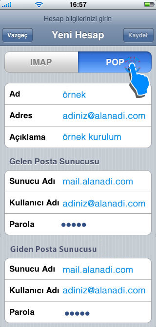 mail ayarları