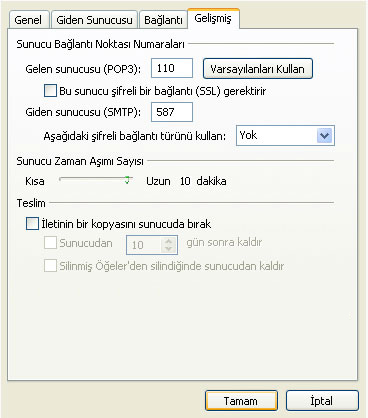 mail ayarları